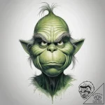 Tattoo sketch the grinch with a hand – tattoo sketch (№1758132499_0, 17.09.2025 18:08) — tattoovalue.net