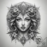 Tattoo sketch mystical entity, tattoo flash s… – tattoo sketch (№1758133310_0, 17.09.2025 18:21) — tattoovalue.net