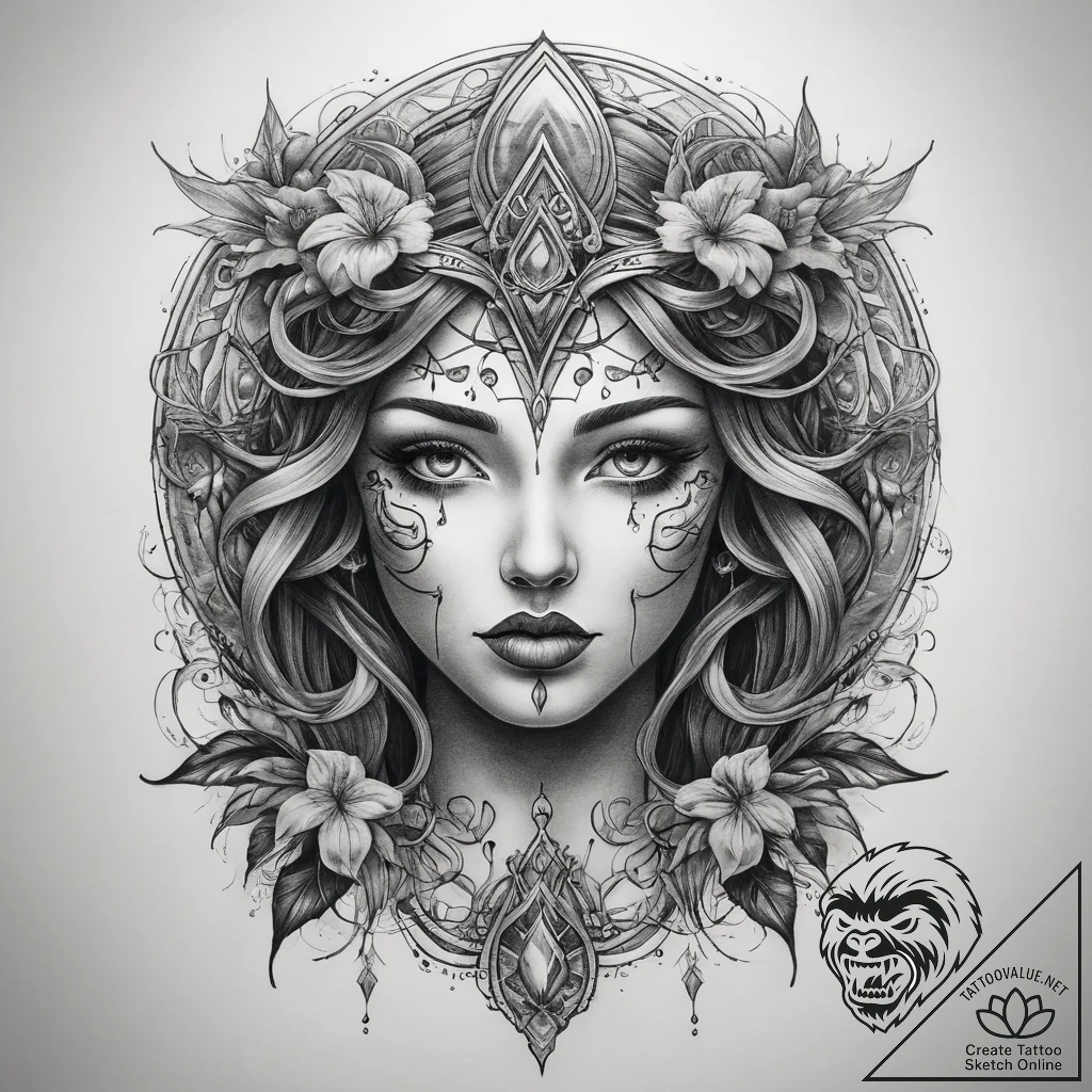Tattoo sketch mystical entity, tattoo flash s... - tattoo sketch (№1758133310_0, 17.09.2025 18:21) — tattoovalue.net