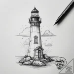 Tattoo sketch lighthouse, tattoo flash sheet… – tattoo sketch (№1758133908_0, 17.09.2025 18:31) — tattoovalue.net