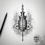 Tattoo sketch tailor needle and thread – tattoo sketch (№1758135365_0, 17.09.2025 18:56) — tattoovalue.net
