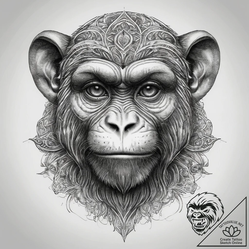 Tattoo sketch macaque, concept art for tattoo... - tattoo sketch (№1758135980_0, 17.09.2025 19:06) — tattoovalue.net