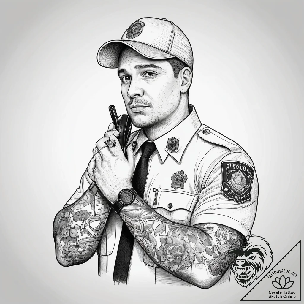 Tattoo sketch security guard a person with a... - tattoo sketch (№1758136371_0, 17.09.2025 19:12) — tattoovalue.net