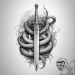 Tattoo sketch sword with a snake – tattoo sketch (№1758136567_0, 17.09.2025 19:16) — tattoovalue.net