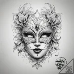 Tattoo sketch masquerade mask tattoo – tattoo sketch (№1758137777_0, 17.09.2025 19:36) — tattoovalue.net