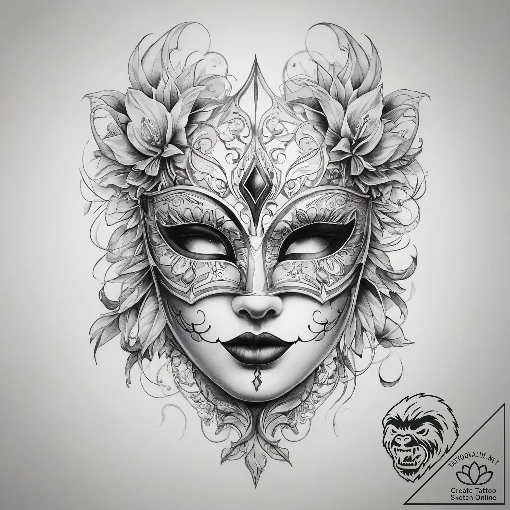 Tattoo sketch masquerade mask tattoo - tattoo sketch (№1758137777_0, 17.09.2025 19:36) — tattoovalue.net