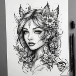 Tattoo sketch nymph tattoo, ink illustration… – tattoo sketch (№1758137973_0, 17.09.2025 19:39) — tattoovalue.net