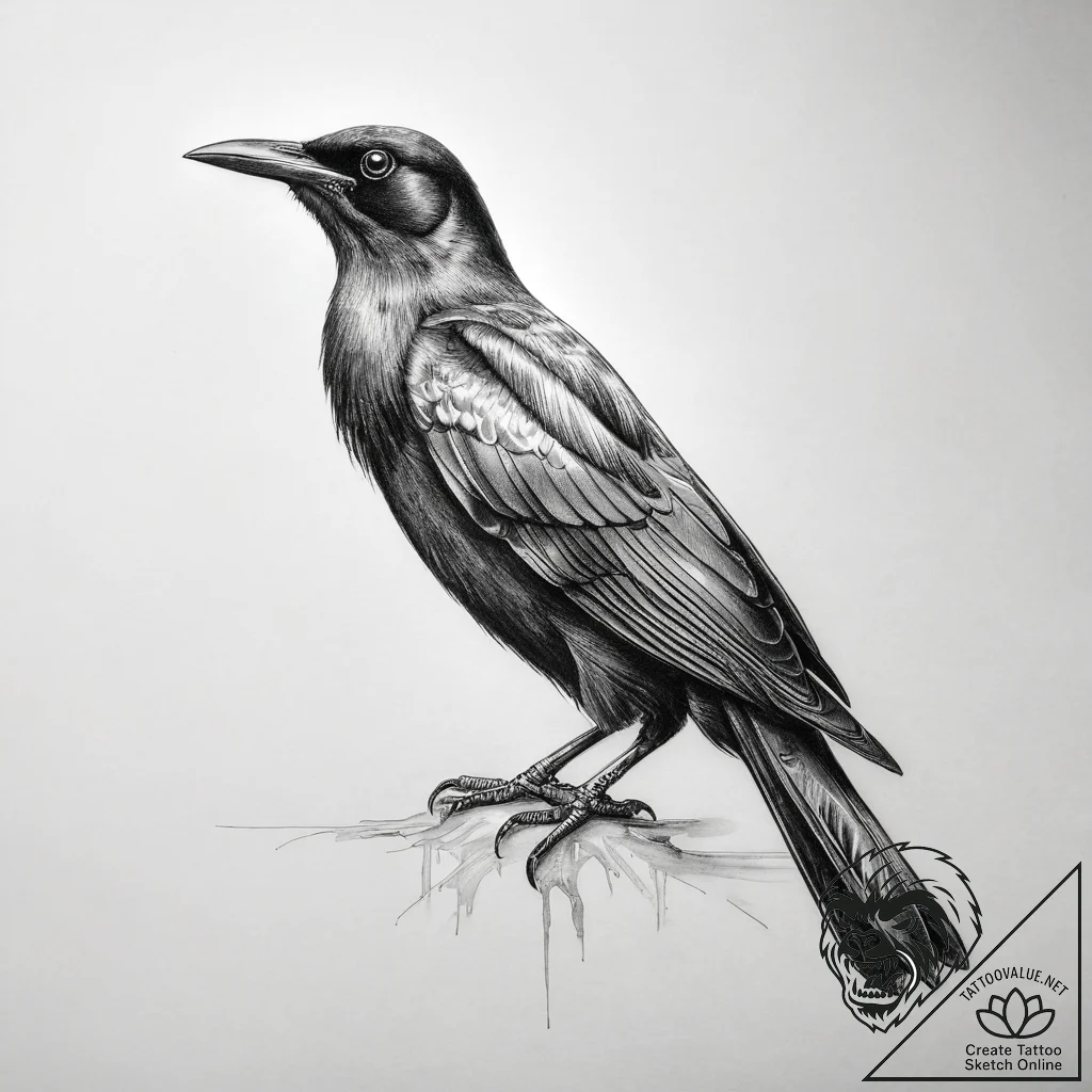 Tattoo sketch grackle - tattoo sketch (№1758138169_0, 17.09.2025 19:42) — tattoovalue.net