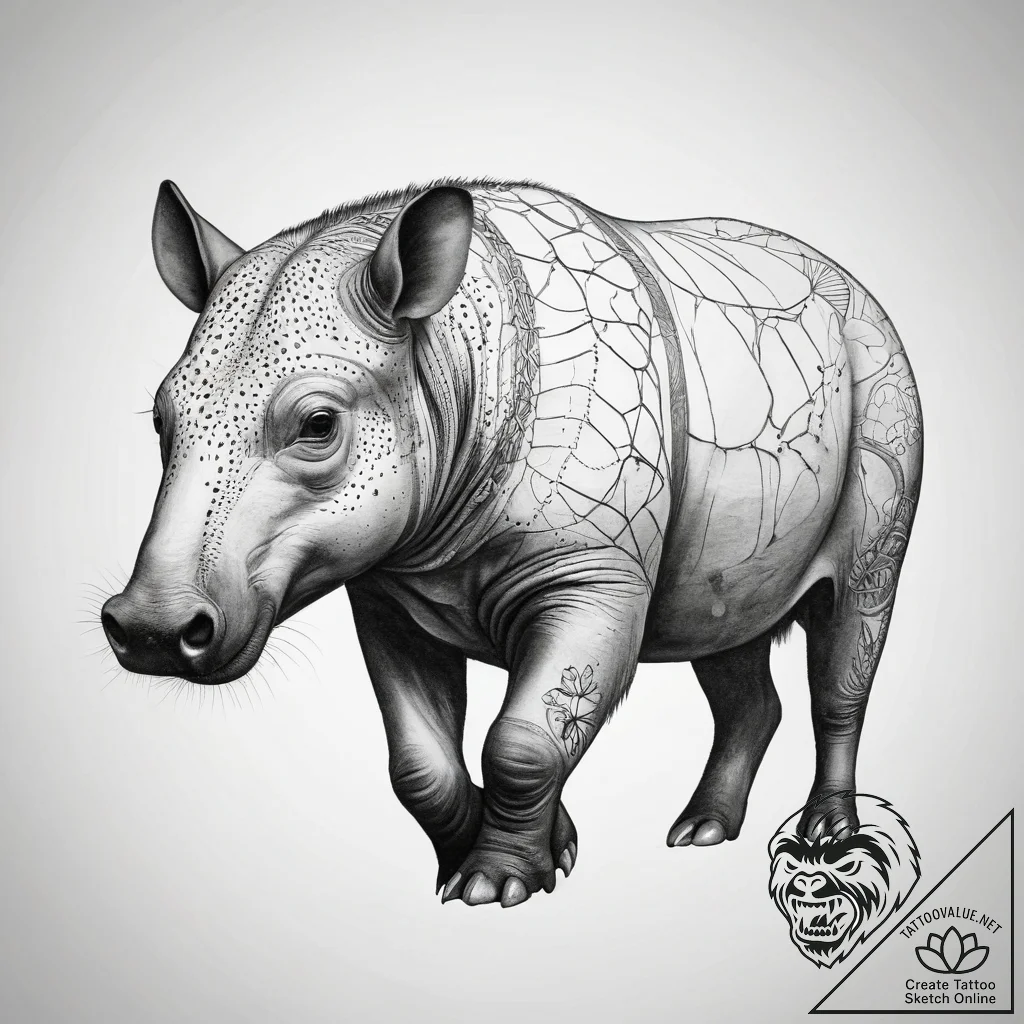 Tattoo sketch tapir - tattoo sketch (№1758138770_0, 17.09.2025 19:52) — tattoovalue.net