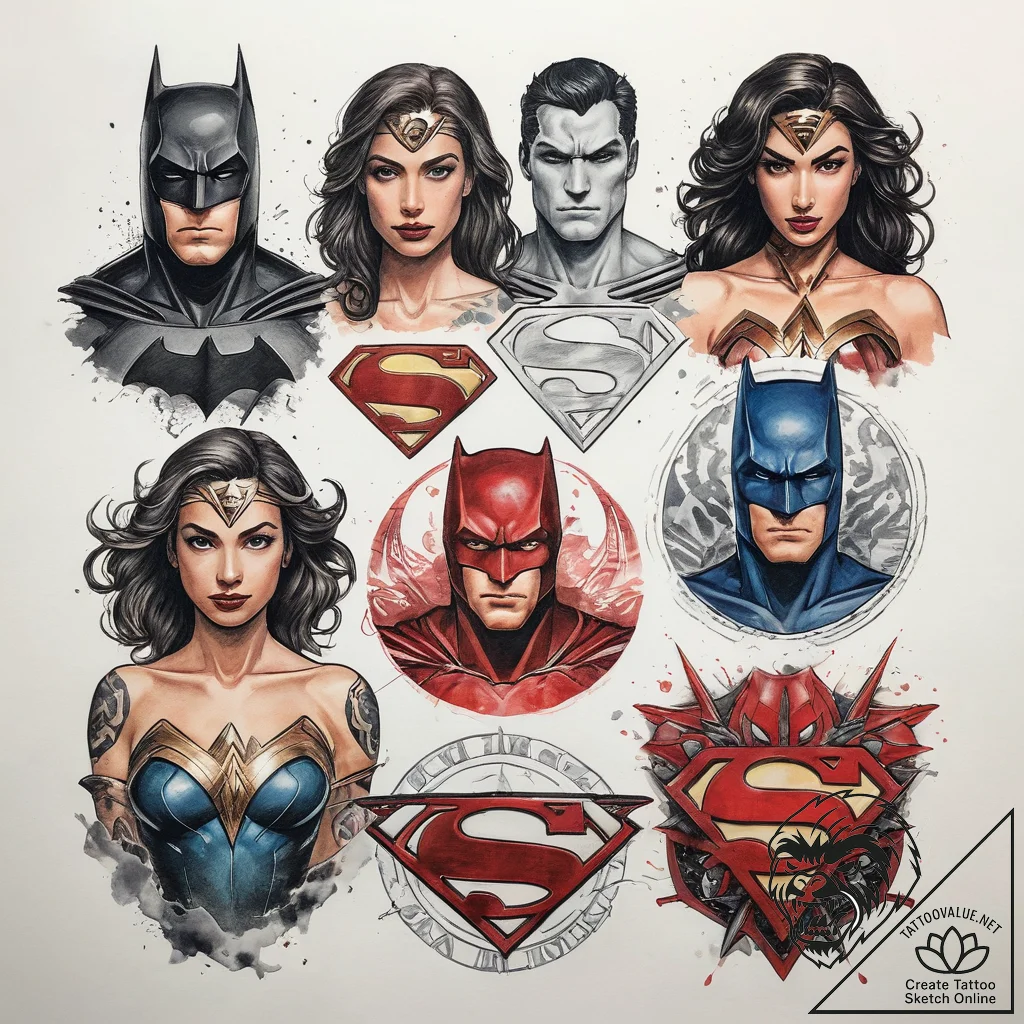Tattoo sketch justice league unlimited logo,... - tattoo sketch (№1758139766_0, 17.09.2025 20:09) — tattoovalue.net