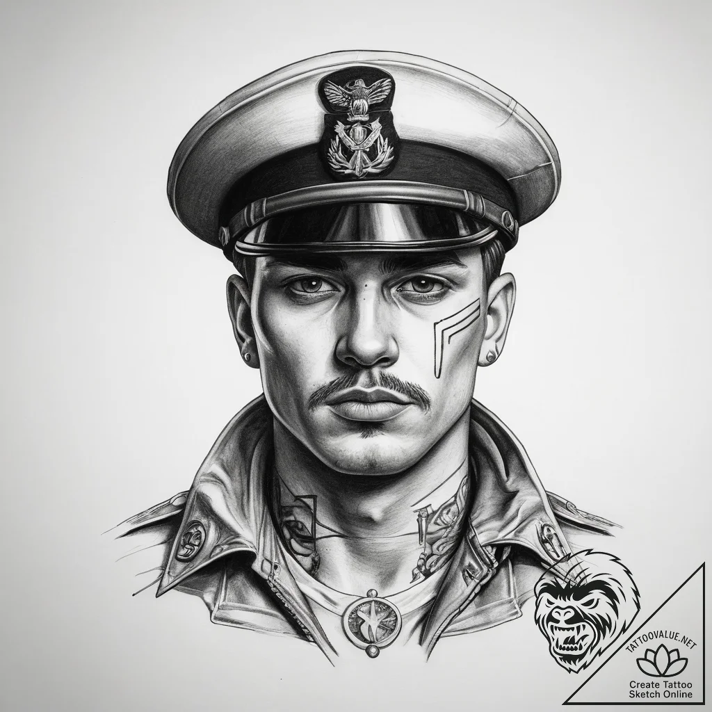 Tattoo sketch soldier with a paper, artistic... - tattoo sketch (№1758140372_0, 17.09.2025 20:19) — tattoovalue.net