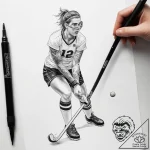 Tattoo sketch field hockey player – tattoo sketch (№1758140766_0, 17.09.2025 20:26) — tattoovalue.net
