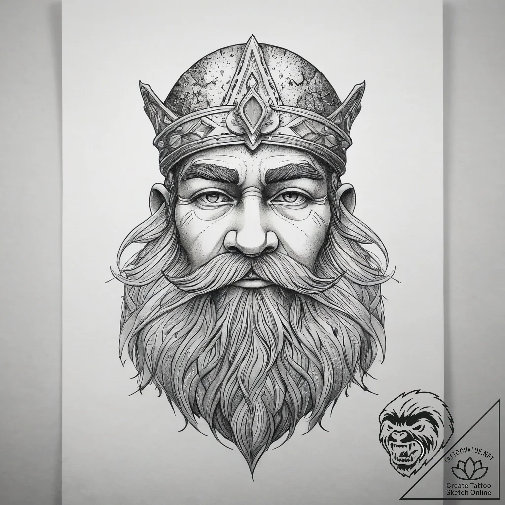 Tattoo sketch dwarven king beard, tattoo flas... - tattoo sketch (№1758140960_0, 17.09.2025 20:29) — tattoovalue.net