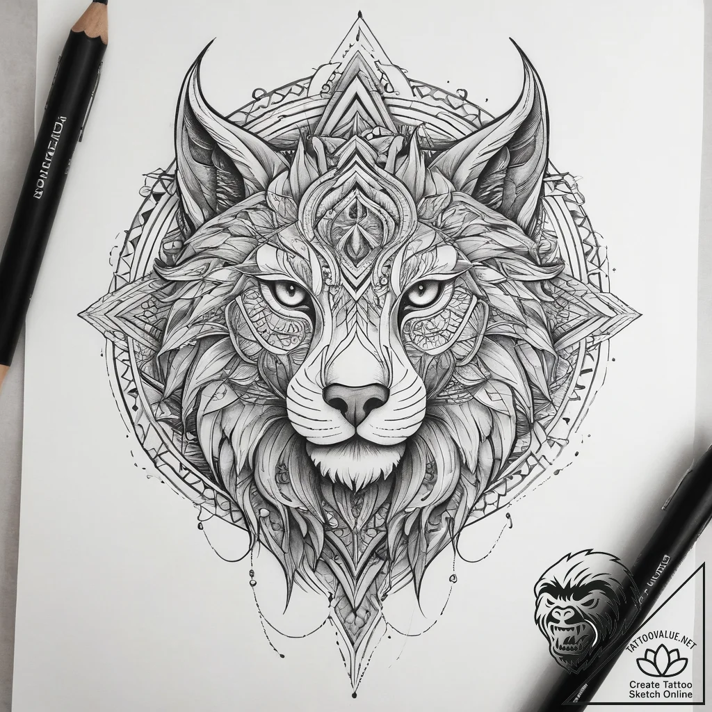 Tattoo sketch mythical beast tattoo, tattoo l... - tattoo sketch (№1758141563_0, 17.09.2025 20:39) — tattoovalue.net