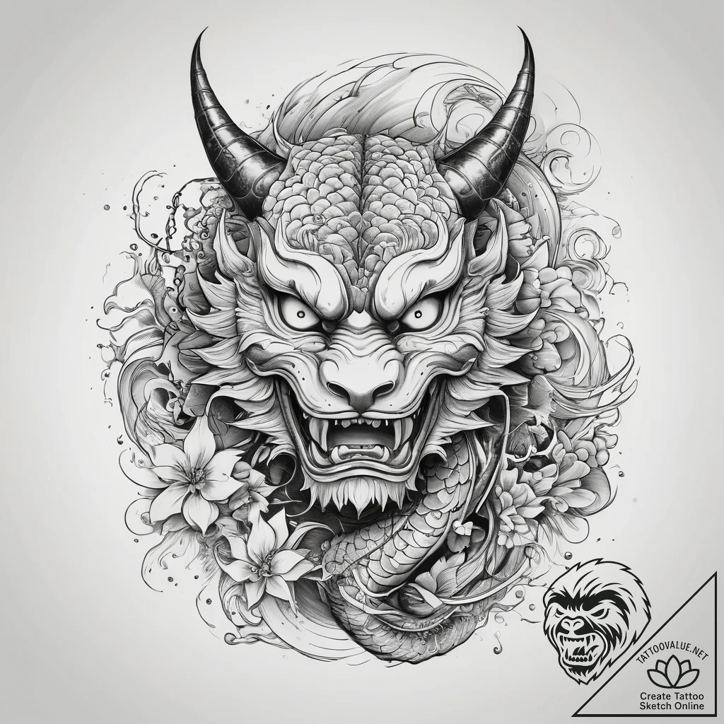 Tattoo sketch mask, tattoo flash sheet design... - tattoo sketch (№1758142166_0, 17.09.2025 20:49) — tattoovalue.net