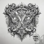 Tattoo sketch mannaz rune with two human silh… – tattoo sketch (№1758142778_0, 17.09.2025 20:59) — tattoovalue.net