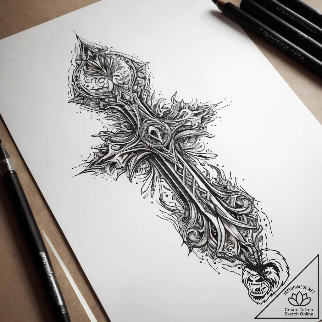 Tattoo sketch knife, ink illustration for tat... - tattoo sketch (№1758143589_0, 17.09.2025 21:13) — tattoovalue.net