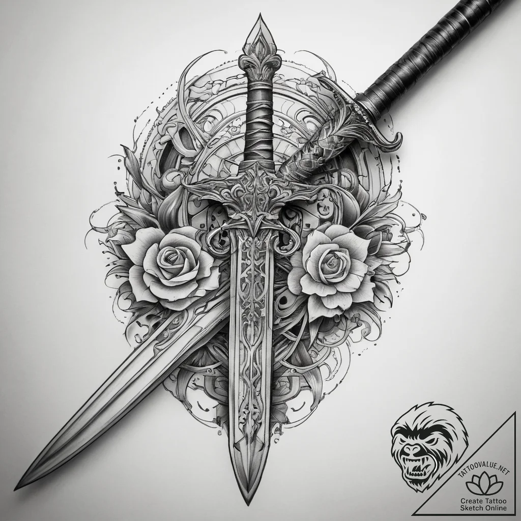 Tattoo sketch sword, ink illustration for tat... - tattoo sketch (№1758143785_0, 17.09.2025 21:16) — tattoovalue.net