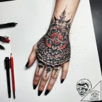 Tattoo sketch hands with a brush, concept art… – tattoo sketch (№1758144400_0, 17.09.2025 21:26) — tattoovalue.net