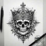 Tattoo sketch череп с короной, artistic tatto… – tattoo sketch (№1758144598_0, 17.09.2025 21:29) — tattoovalue.net