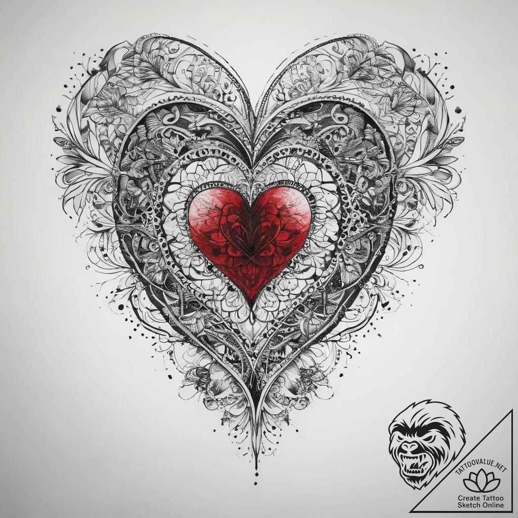 Tattoo sketch lace heart, tattoo line art, on... - tattoo sketch (№1758145009_0, 17.09.2025 21:36) — tattoovalue.net