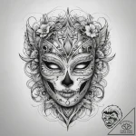 Tattoo sketch mask, tattoo line art, on a cle… – tattoo sketch (№1758145240_0, 17.09.2025 21:40) — tattoovalue.net