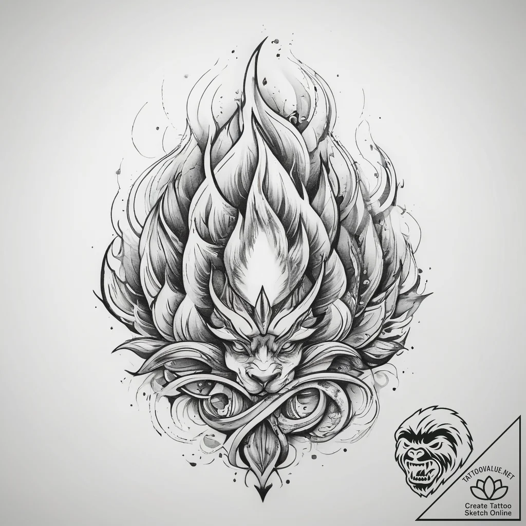 Tattoo sketch fire - tattoo sketch (№1758146132_0, 17.09.2025 21:55) — tattoovalue.net