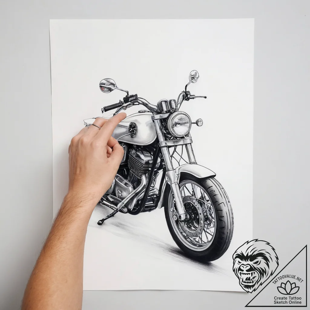 Tattoo sketch hands with a motorcycle - tattoo sketch (№1758146984_0, 17.09.2025 22:09) — tattoovalue.net