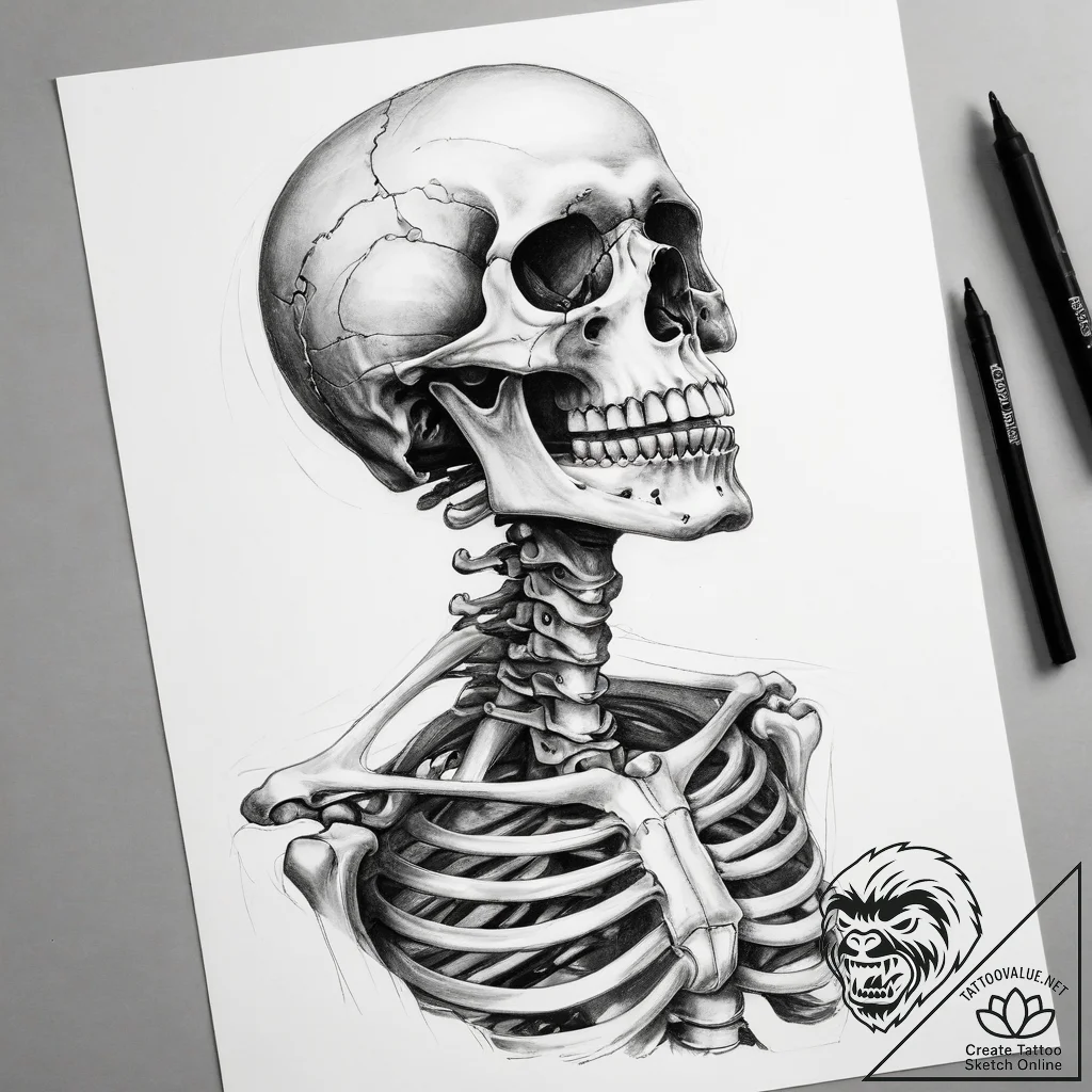 Tattoo sketch skeleton - tattoo sketch (№1758148231_0, 17.09.2025 22:30) — tattoovalue.net