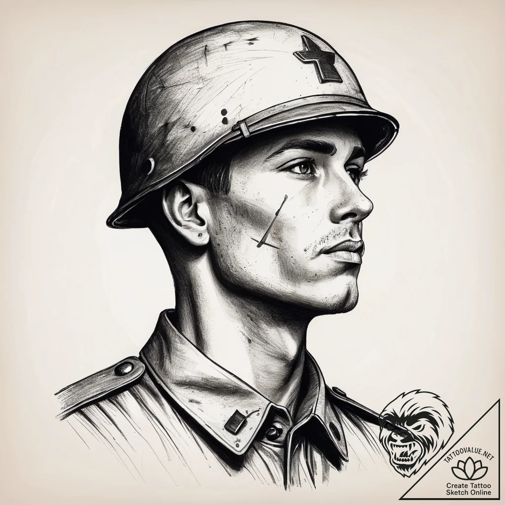 Tattoo sketch world war i soldier silhouette,... - tattoo sketch (№1758148438_0, 17.09.2025 22:33) — tattoovalue.net