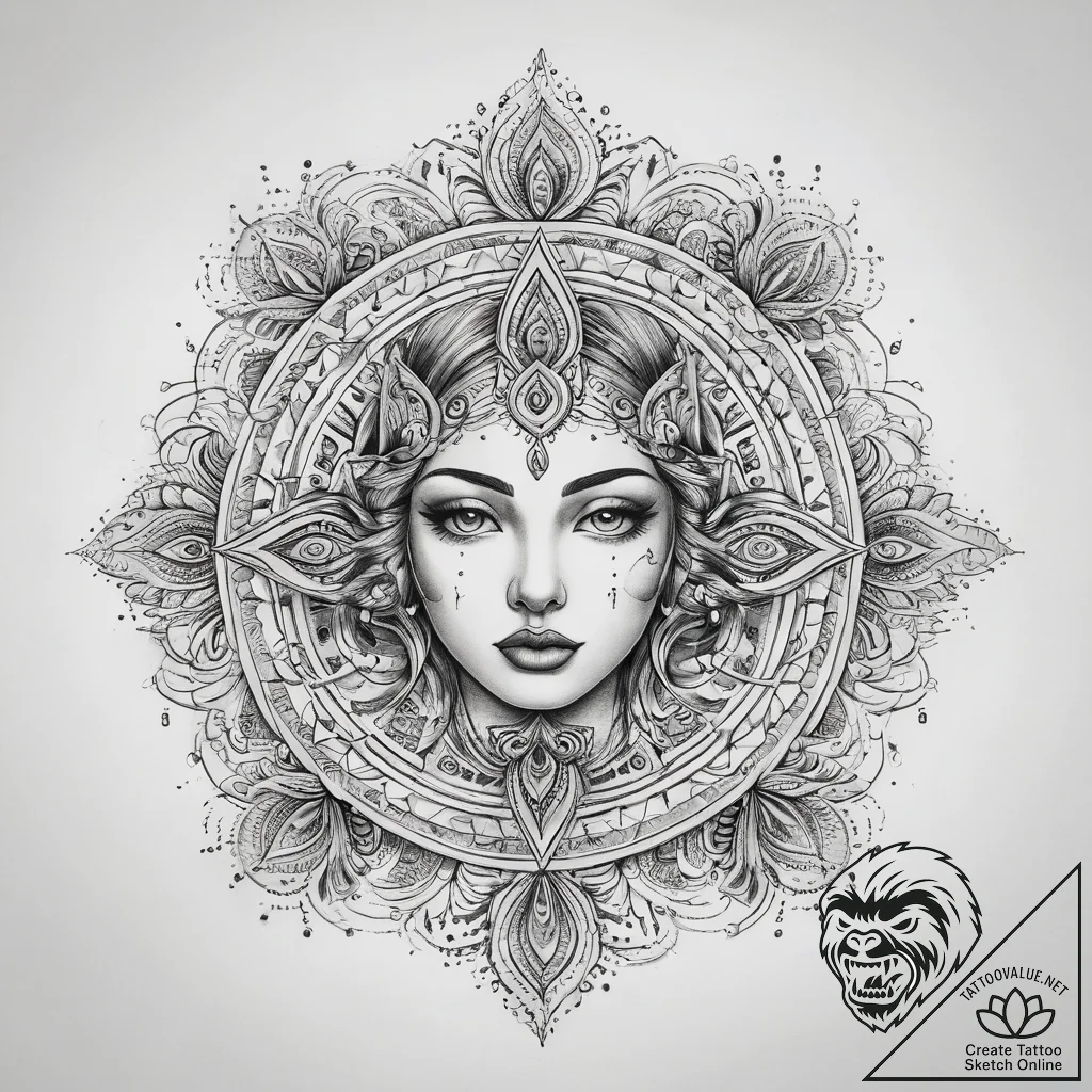 Tattoo sketch cosmic presence, tattoo sketch... - tattoo sketch (№1758148647_0, 17.09.2025 22:37) — tattoovalue.net