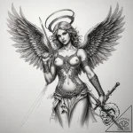 Tattoo sketch angel with sword, tattoo drawin… – tattoo sketch (№1758148852_0, 17.09.2025 22:40) — tattoovalue.net