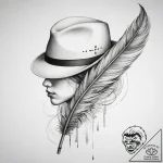 Tattoo sketch hat with a feather – tattoo sketch (№1758149248_0, 17.09.2025 22:47) — tattoovalue.net