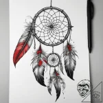 Tattoo sketch feather with a dreamcatcher, co… – tattoo sketch (№1758149455_0, 17.09.2025 22:50) — tattoovalue.net