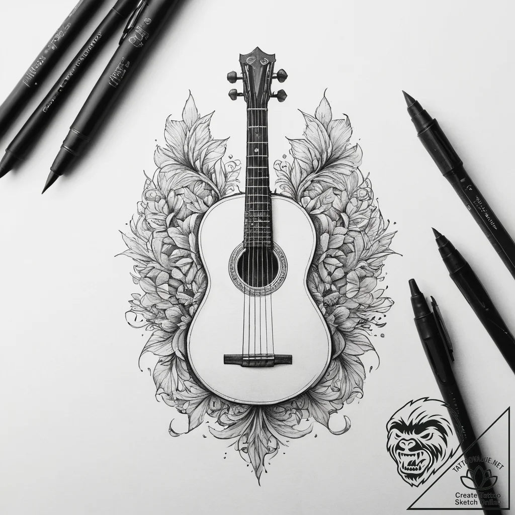 Tattoo sketch bard lute, tattoo drawing outli... - tattoo sketch (№1758150053_0, 17.09.2025 23:00) — tattoovalue.net