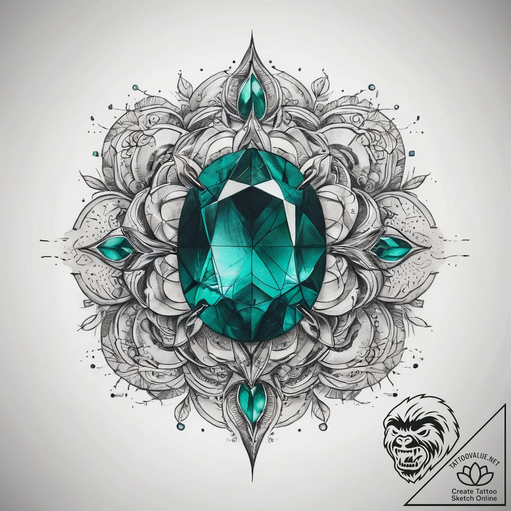 Tattoo sketch emerald - tattoo sketch (№1758150466_0, 17.09.2025 23:07) — tattoovalue.net
