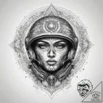 Tattoo sketch soldier with a ufo, concept art… – tattoo sketch (№1758150867_0, 17.09.2025 23:14) — tattoovalue.net