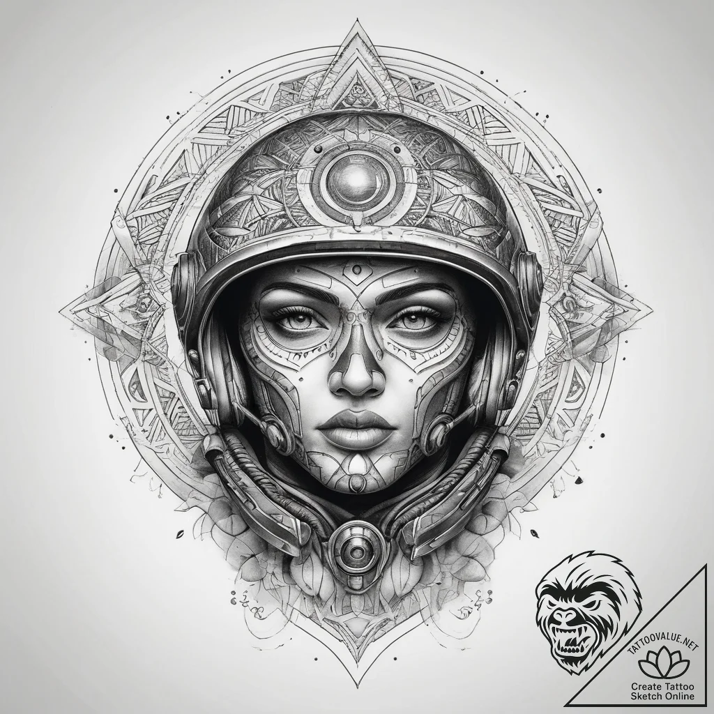 Tattoo sketch soldier with a ufo, concept art... - tattoo sketch (№1758150867_0, 17.09.2025 23:14) — tattoovalue.net