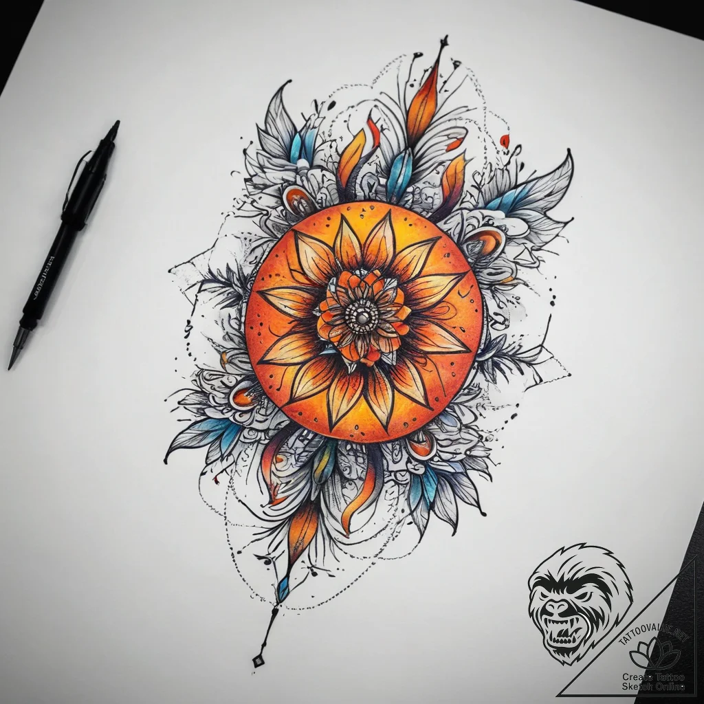 Tattoo sketch orange, concept art for tattoo,... - tattoo sketch (№1758151266_0, 17.09.2025 23:21) — tattoovalue.net
