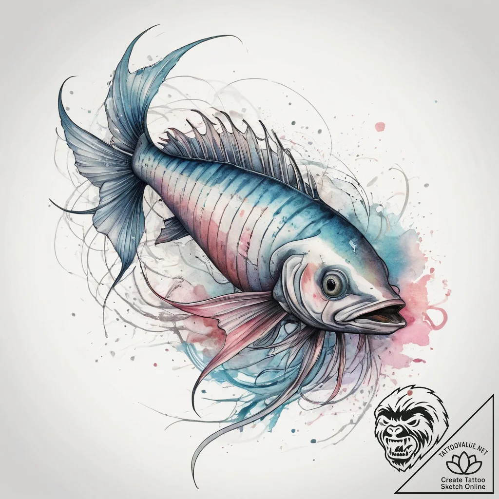 Tattoo sketch oarfish, tattoo line art, muted... - tattoo sketch (№1758153654_0, 18.09.2025 00:00) — tattoovalue.net