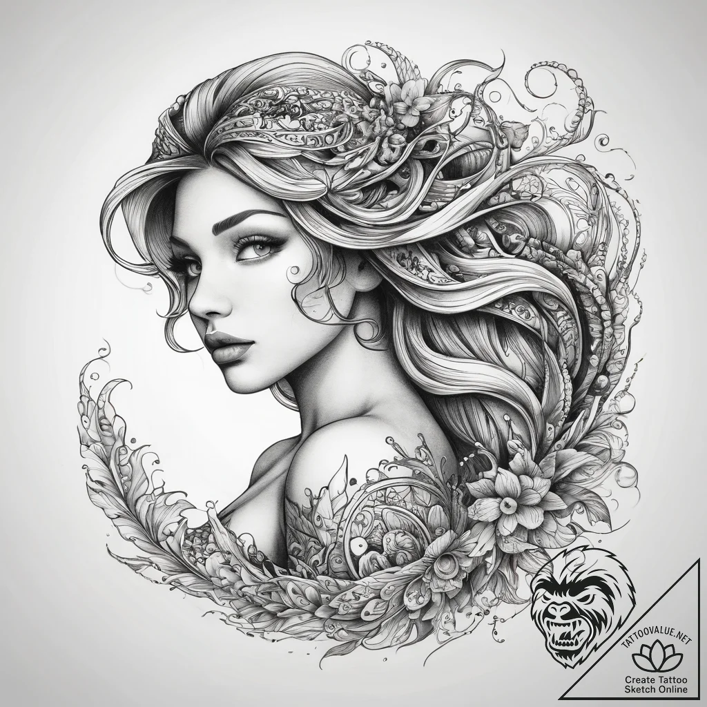 Tattoo sketch mermaid tattoo, tattoo line art... - tattoo sketch (№1758154252_0, 18.09.2025 00:10) — tattoovalue.net
