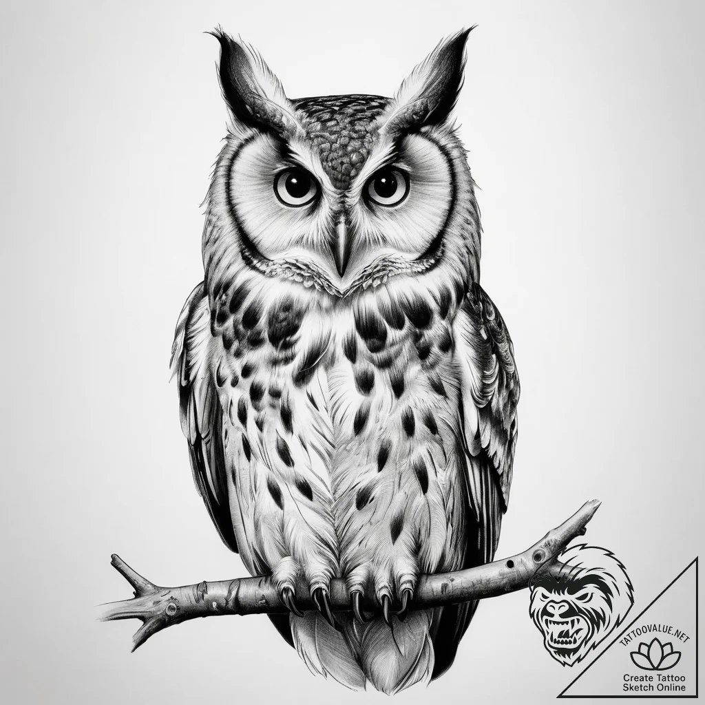 Tattoo sketch long-eared owl - tattoo sketch (№1758155252_0, 18.09.2025 00:27) — tattoovalue.net