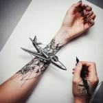 Tattoo sketch hands with a plane, artistic ta… – tattoo sketch (№1758155645_0, 18.09.2025 00:34) — tattoovalue.net