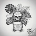 Tattoo sketch monstera plant in a pot, tattoo… – tattoo sketch (№1758157249_0, 18.09.2025 01:00) — tattoovalue.net