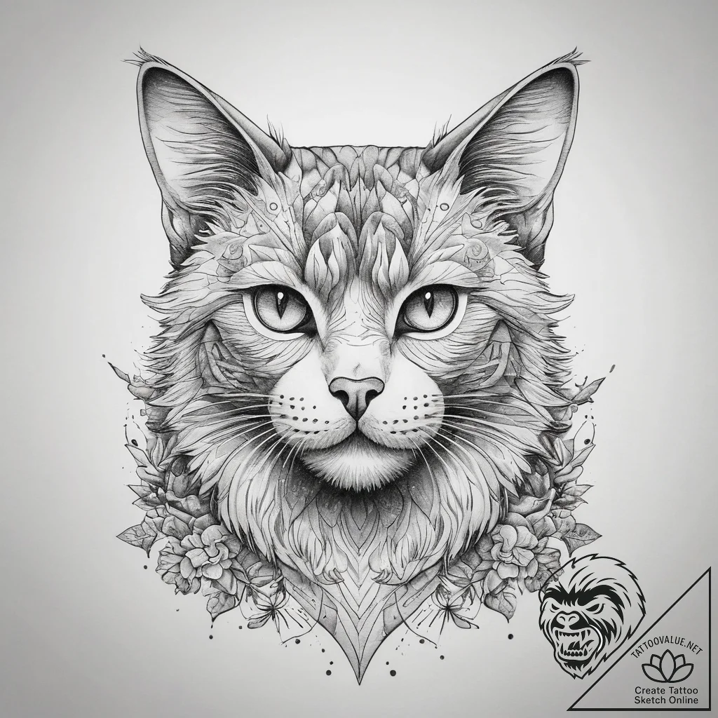 Tattoo sketch playful kitten tattoo, tattoo s... - tattoo sketch (№1758157446_0, 18.09.2025 01:04) — tattoovalue.net