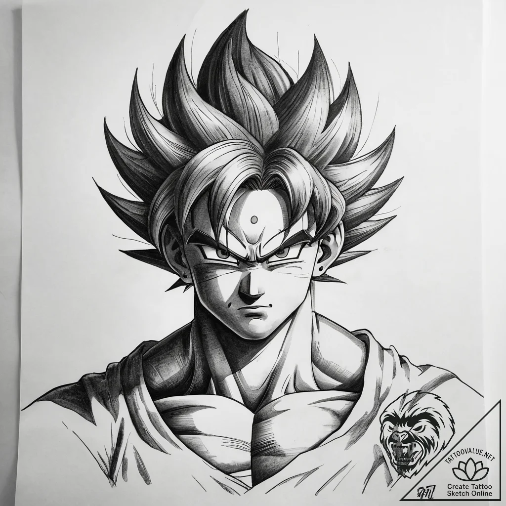 Tattoo sketch dragon ball z goku - tattoo sketch (№1758158243_0, 18.09.2025 01:17) — tattoovalue.net