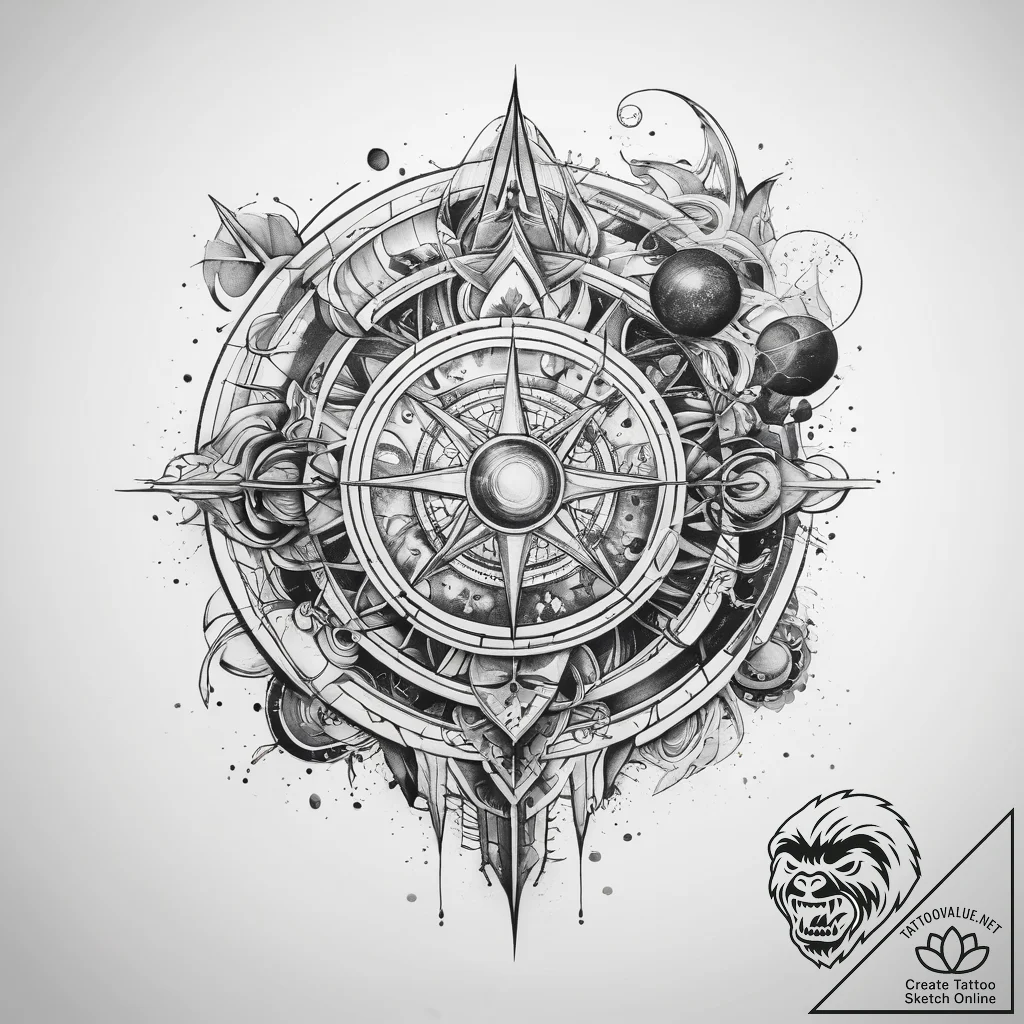 Tattoo sketch abstract космос - tattoo sketch (№1758158438_0, 18.09.2025 01:20) — tattoovalue.net