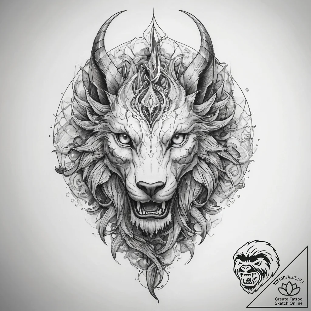 Tattoo sketch mythical creature - tattoo sketch (№1758159035_0, 18.09.2025 01:30) — tattoovalue.net