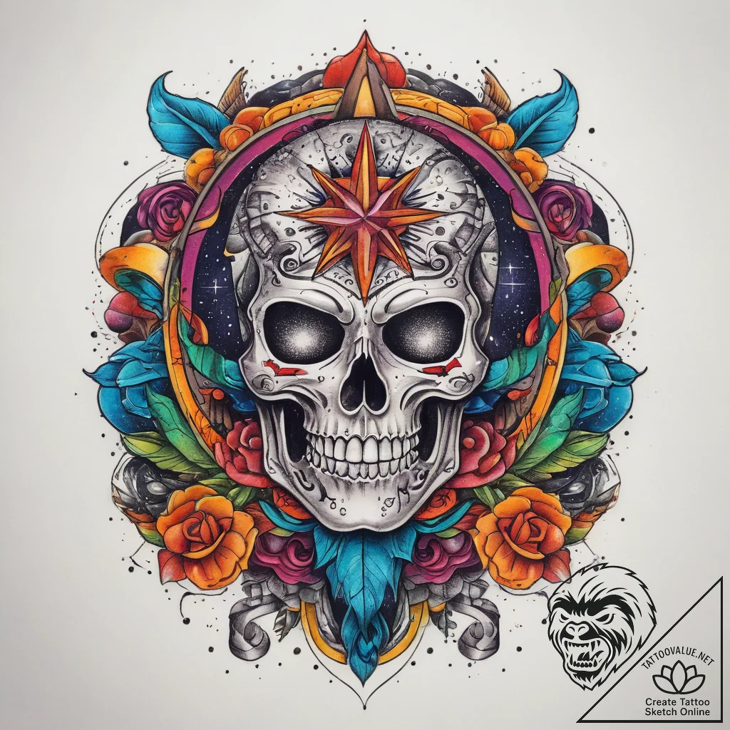 Tattoo sketch cosmic legend, ink illustration... - tattoo sketch (№1758160242_0, 18.09.2025 01:50) — tattoovalue.net