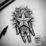 Tattoo sketch gloves with a star, tattoo draw… – tattoo sketch (№1758160835_0, 18.09.2025 02:00) — tattoovalue.net